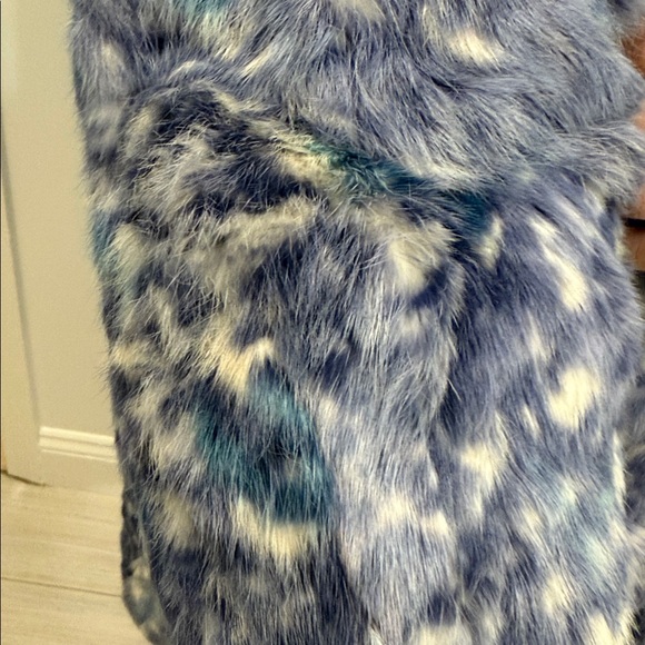 Women's Blue Real Rabbit  Fur Coat - Picture 11 of 14